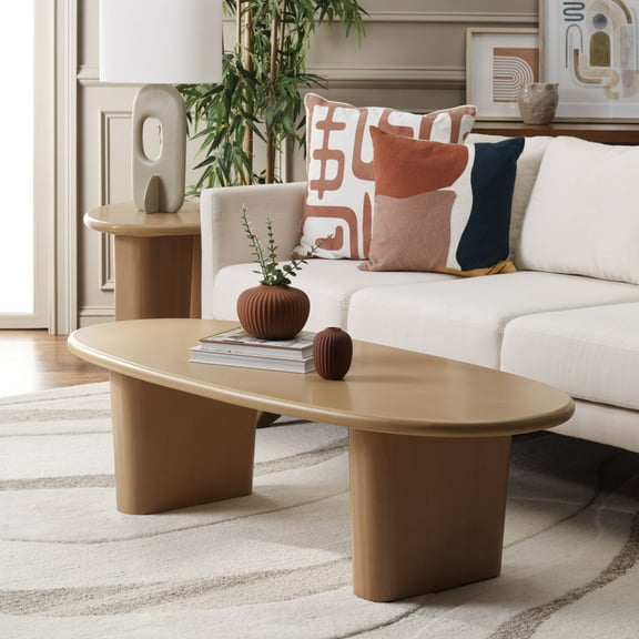 SAFAVIEH Kali Modern Oval Shape Coffee Table, Natural