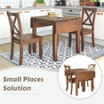 thumbnail image 5 of PAPROOS 3 Piece Dining Table and Chairs Set, Wood Drop Leaf Dinner Table and 2 Chairs Set for Small Places, Dining Room Table Set with Solid Rubber Wood Legs for Kitchen Breakfast Nook, Brown, 5 of 14