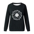 thumbnail image 4 of HKEJIAOI Chandail Graphique Tournesol Femme Manches Longues T-Shirt Décontracté Col Rond chandail Ample, b-Noir G, 4 of 4