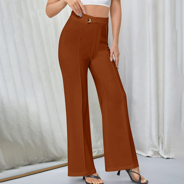 Ryrjj Women's Flare Dress Pants High Waisted Business Work Slacks Trousers Long Straight Leg Bootcut Suit Pants(Brown,XL) Ryrjj Women's Flare Dress Pants High Waisted Business Work Slacks Trousers Long Straight Leg Bootcut Suit Pants(Brown,XL)