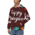 thumbnail image 3 of Goofa Happy Thanksgiving Pattern Mens Full-zip Hoodie, Zip-up Pullover Hooded Sweatshirt, Kangaroo Pocket Hoodie Ideal for Daily Wear, Travel, and Home-Medium, 3 of 5
