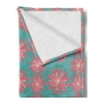 thumbnail image 2 of Outdoor Soft Flannel Fleece Throw Blanket, Germinating Plants Wildflowers Twigs Sprouts Buds Lively Rustic Patio Print, Cozy Plush for Indoor and Outdoor Use, 50" x 70", Teal Pink White, by Ambesonne, 2 of 5