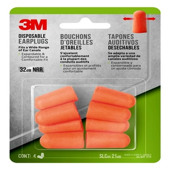3M Lawn and Garden Disposable Earplugs, Orange, 4 Pairs