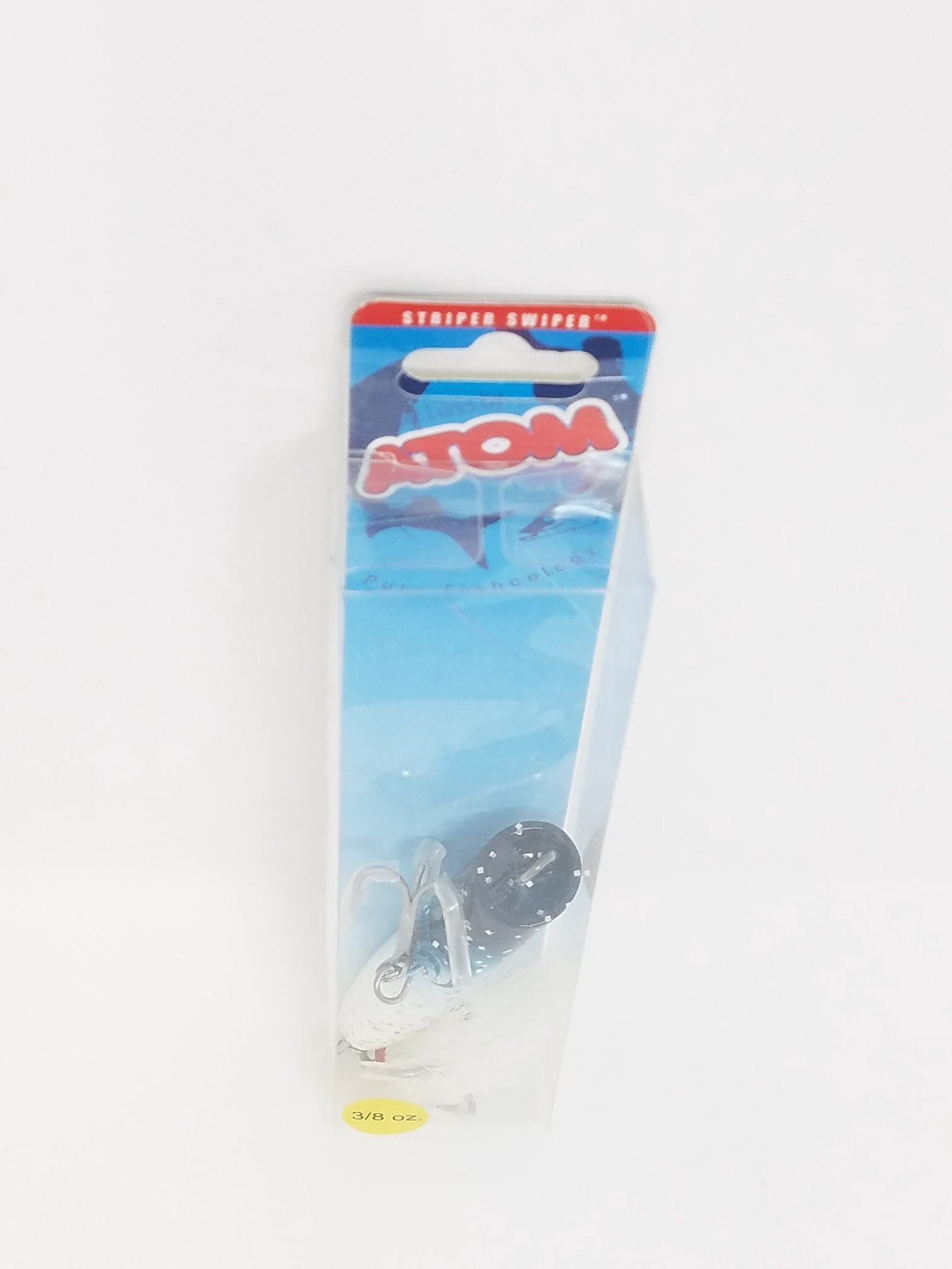 Atom Freshwater 3/8 oz, Striper Swiper, Top Water Popper Hard Bait Fishing Lure, Blue/silver