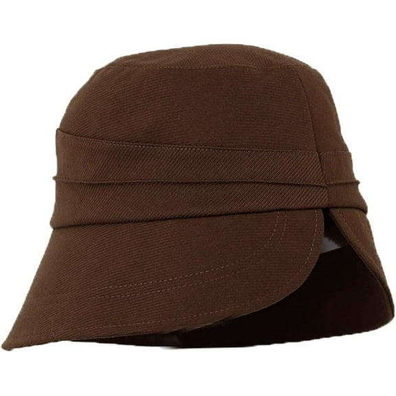 CoCopeaunts Bucket Hat for Women Sun Protection Pleated Fisherman Hat Four Seasons Solid Color Cycling Hiking Ponytail Hat