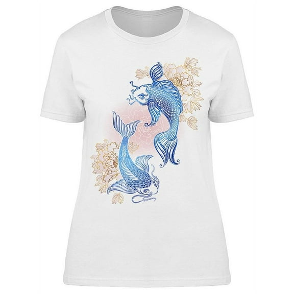 Koi Carp And Chrysanthemums T-Shirt Women -Image by Shutterstock, Female Small