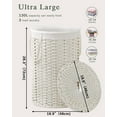 thumbnail image 4 of Large Laundry Hamper Laundry Basket Round 34.3 Gal (130 L) Handwoven Wicker Laundry Baskets Rattan Laundry Basket with Laundry Bag Handles 2 Mesh Bags for Living Room Bedroom White, 4 of 15