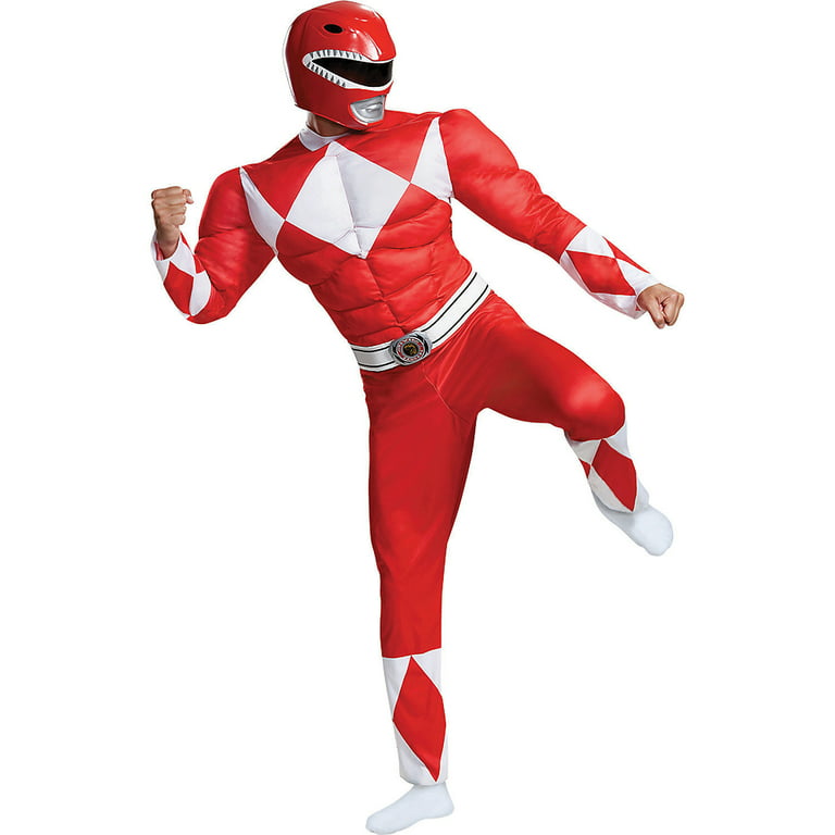 Disguise Mens Power Rangers Classic Red Ranger Muscle Costume