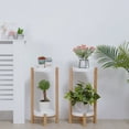 thumbnail image 3 of FATIVO Corner 2-Tier Bamboo Plant Stand Flower Pot Nordic Style White Shelves Pack of 2, 3 of 5