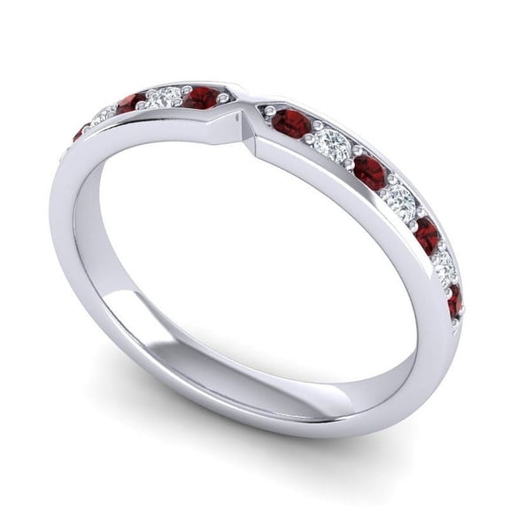 Genuine Round Cut 0.30 Carat Natural Diamond Garnet Gemstone Engagement Eternity Band for Women Solid 18K White Gold Size 7 by Diamond-Capitals