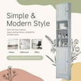 thumbnail image 3 of MAYEERTY Multi-Functional Corner Bathroom Cabinet 2 Doors Adjustable Shelves Open Shelf Gray, 3 of 6