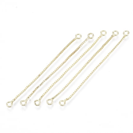 Brass Box Chain Tassel Links Nickel Free Golden 50x3x1mm Hole: 1.4mm