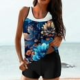 thumbnail image 5 of successthop Womens Tankini Swimsuits Blue Two Piece Bathing Suits with Boyshorts Tank Floral Swimwear Beachwear L, 5 of 5