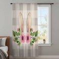 thumbnail image 4 of Grey Plaid Easter Sheer Curtains 72 Inches Long, Checkered Spring Floral Rustic Light Filering Curtains, Breathable Simi Curtain Privacy Drapes for Living Room Bedroom Lightweight Window Treatment, 4 of 9