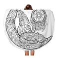 thumbnail image 1 of KDAGR 60 inch Round Beach Towel Blanket Beautiful Kittens Cat Sit Moon Doodle Coloring Book Travel Circle Circular Towels Mat Tapestry Beach Throw, 1 of 2