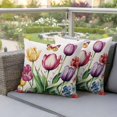 thumbnail image 4 of Spring Blooming Flower Pillow Covers 2 Pack Butterfly Tulip Pillowcase Waterproof Outdoor Throw Pillow Cover for Patio Garden Square Cushion 20”x20”, 4 of 9