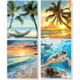 Paint By Numbers Framed Canvas, 4 Pack Beach Sea Turtle Arts And Crafts