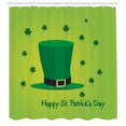 thumbnail image 2 of Ambesonne Irish Shower Curtain, Classic Leprechaun Hat Clover, 69"Wx84"L, Lime Green Forest Green, 2 of 4