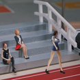thumbnail image 1 of Resin 1:64 Girl Figure Handpainted Doll Model Trains for Diorama Scenery Collections Layout Uniform Walking, 1 of 8