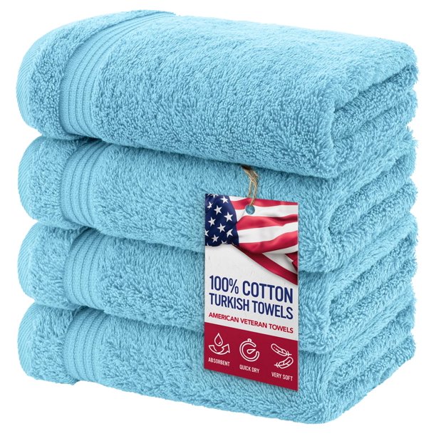 Juego de toallas de mano American Veteran Towel 100% algodón (paquete de 4)