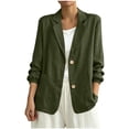 thumbnail image 2 of Stamzod Womens Jackets Dressy Casual Open Front Long Sleeve Blazer Business Office Work Cotton Jacket Blazers Army Green L, 2 of 6