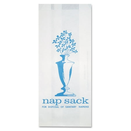 - Nap Sack Sanitary Disposal Bags, 4w X 2d X 9h, White, 1000/carton