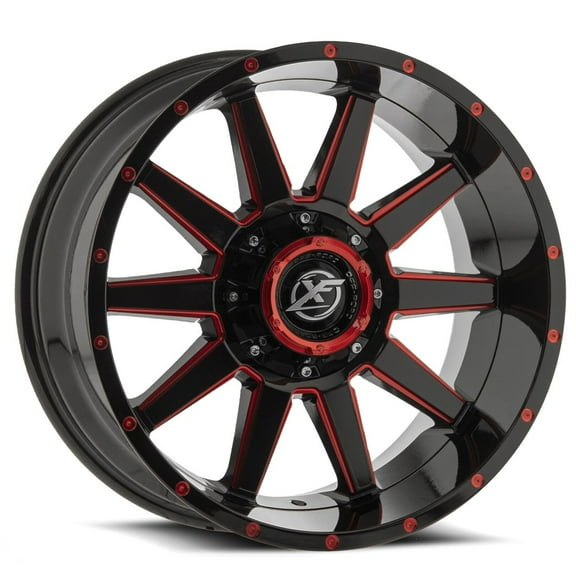 17x9 XF Off-Road XF-219 Gloss Black & Red Milled Wheel 5x5/5x5.5 (0mm)