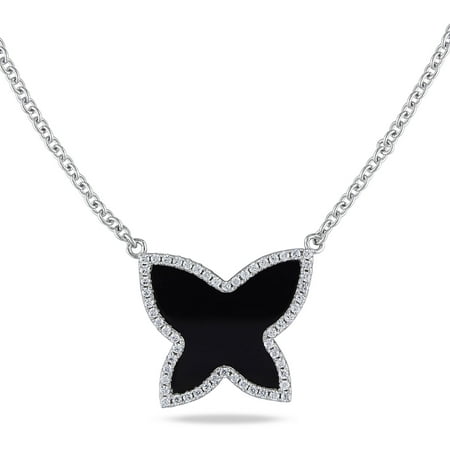 2-1/3 Carat T.G.W. Black Onyx Sterling Silver Star Necklace, 18