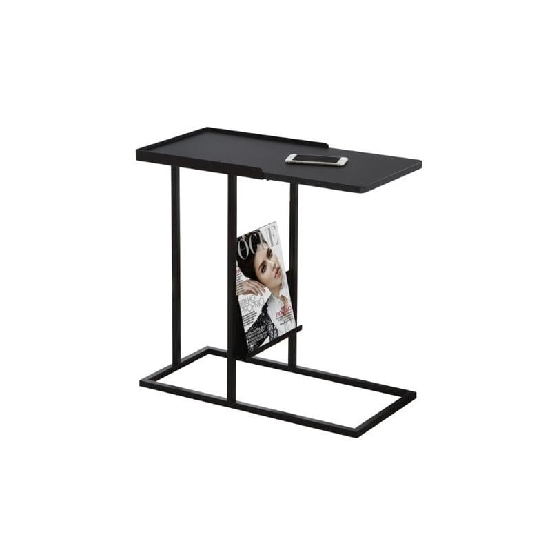 Accent Table with Magazine Rack, Black/Black Metal