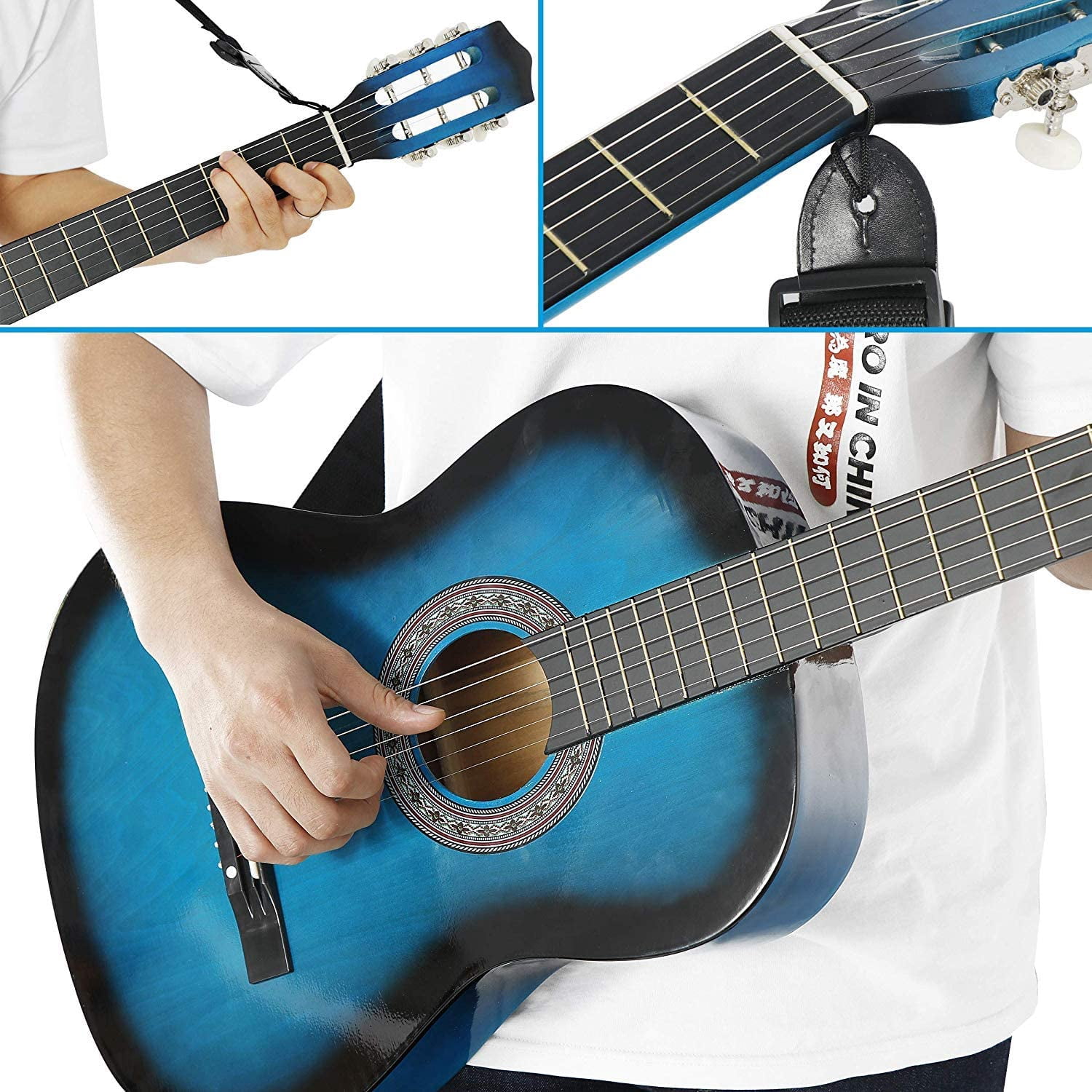 ANHXN  Acoustic Guitar w/Gig Bag Strap Pitch Pipe Extra Strings Set Pick for Kids Beginners Starter Youths Students Right-handed