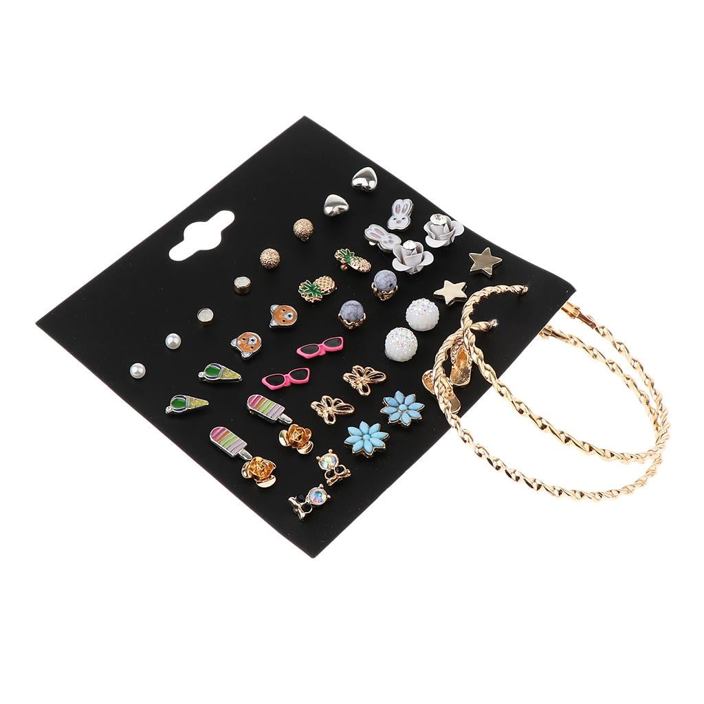 20pair/Set Jewelry Fashion Lovely Cute Ear Gift Girl Pearl Stud Crystal Earrings 