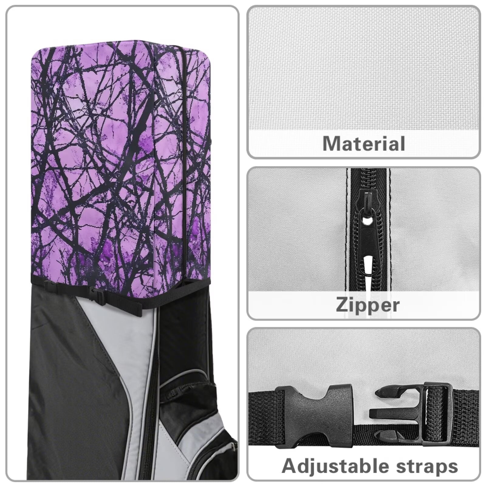 Chririnla Purple Forest Hunting Golf Bag Dust Cover Dust & Sun Protection Umbrella for Clubs with Snap Button Universal Fit for Most Club Bags, Stand Bags, Cart Bags & Tour Bags