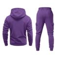 thumbnail image 5 of Men Tracksuit 2 Piece Outfit Long Sleeve Pullover Hoodie & Jogger Pants Soft Fleece Sweatpant Sweatsuits Set Purple L, 5 of 5