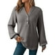 thumbnail image 3 of Camisas de otoño,Suéter con capucha y cuello en V para mujer, cierre de solapa con hebilla, manga larga, informal, para uso diario en primavera, sopatenor, 3 of 9