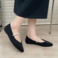 thumbnail image 4 of Dakaela Mary Jane Flats for Women Pointy Toe Slip on Wedding Ballet Dress Shoes with Pearl Strap Black 6.5, 4 of 8