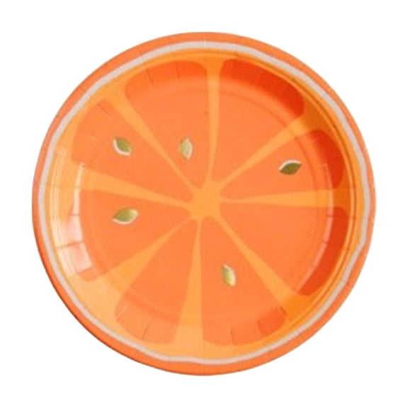 JHyouerji Fruit Print Disposable Paper Plates 7 Inch,Orange Thick Sturdy Dessert Tray for Birthday Picnic Party Single Use Table Supplies