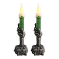 thumbnail image 2 of 2 velas de mano de esqueleto, candelabro de calavera de Halloween, candelabro decorativo de Halloween, lámpara de velas sin llama de mano fantasma de esqueleto para decoración del hogar, fiesta de, 2 of 7