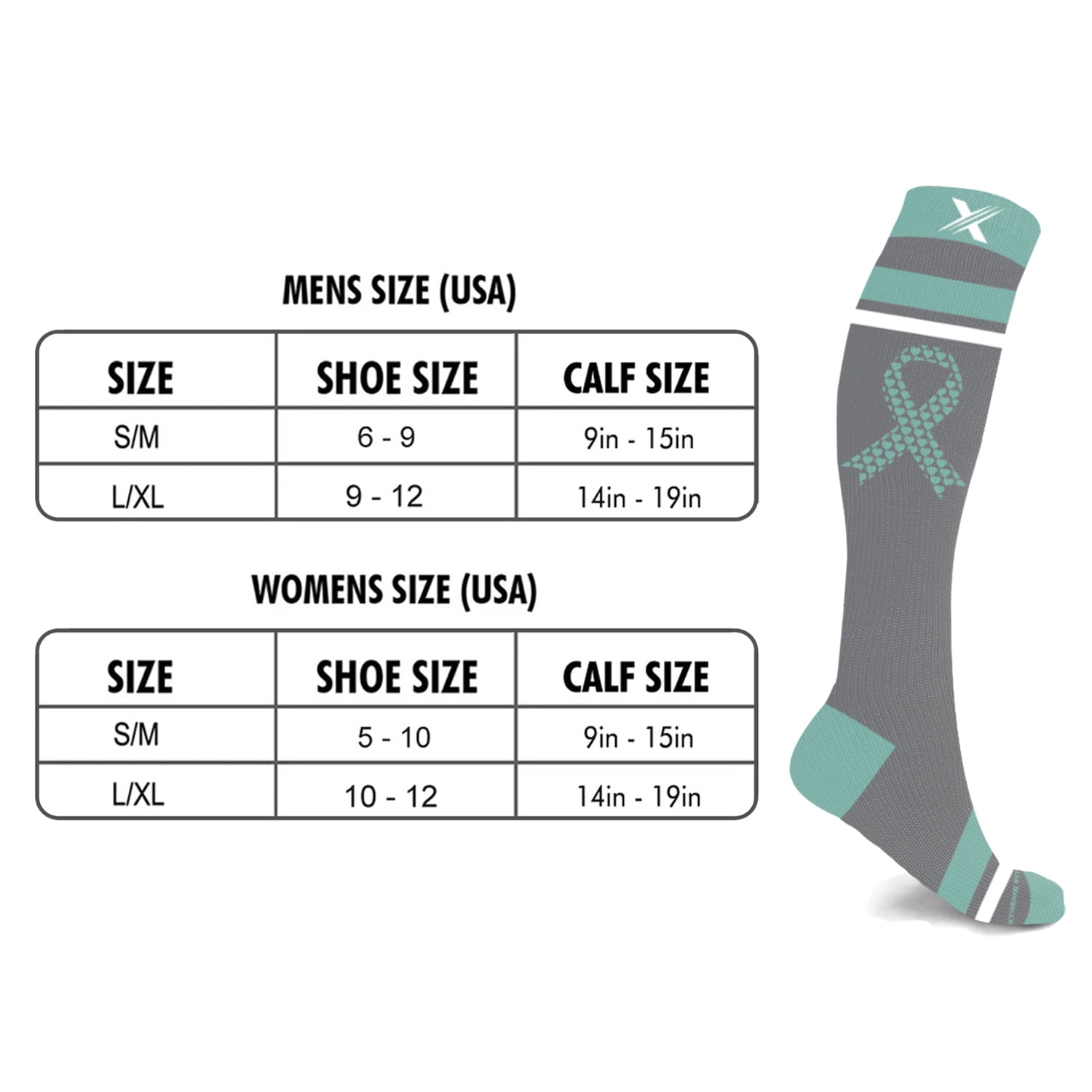 Cancer Awareness Compression Socks - Knee High Socks for Running - 3 Pair