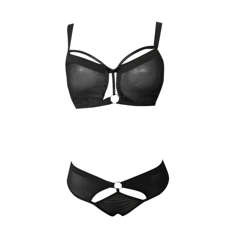 Lingerie for Women Naughty Sex Bra Set Sleepwear Solid Black L