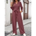 thumbnail image 4 of de Mujer de Larga con Cuello en V, Elegantes, Informales, de Pierna , para Otoño 2025. Rojo Ladrillo S, 4 of 10