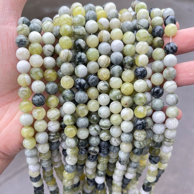 Joyas de diseño de moda con cubierta de leche verde natural, cuentas redondas de Xiuyu, pulsera de cuentas de pino y jade, cuentas de joyería