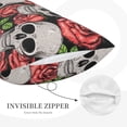 thumbnail image 3 of Xecao Skull and Roses for Decorative Throw Pillow Case for Couch,Sofa or Bed Set,Pillow Cover for Sofa Home Decor Ideal Gift-20"x30", 3 of 6