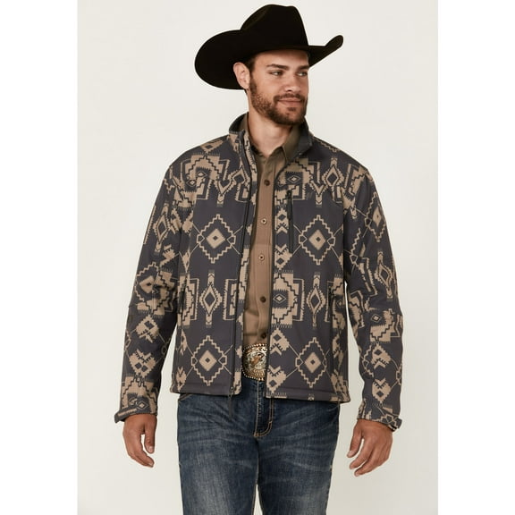 Hooey Men's Aztec Print Charcoal Tan Softshell Jacket HJ129CHTN