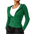 thumbnail image 4 of ClodeEU Women's Full Zip Hooded Long Sleeve Jacket with Drawstring, Casual Slim Fit Outerwear ,Women's S-XXL, 4 of 7