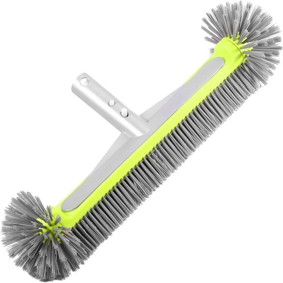 Kingsurce Pool Brush Head for Cleaning Pool Walls,Heavy Duty Inground/Above Ground Swimming Pool Round Scrub Brushes with Premium Strong Bristle & Reinforced Aluminium Back,Grey