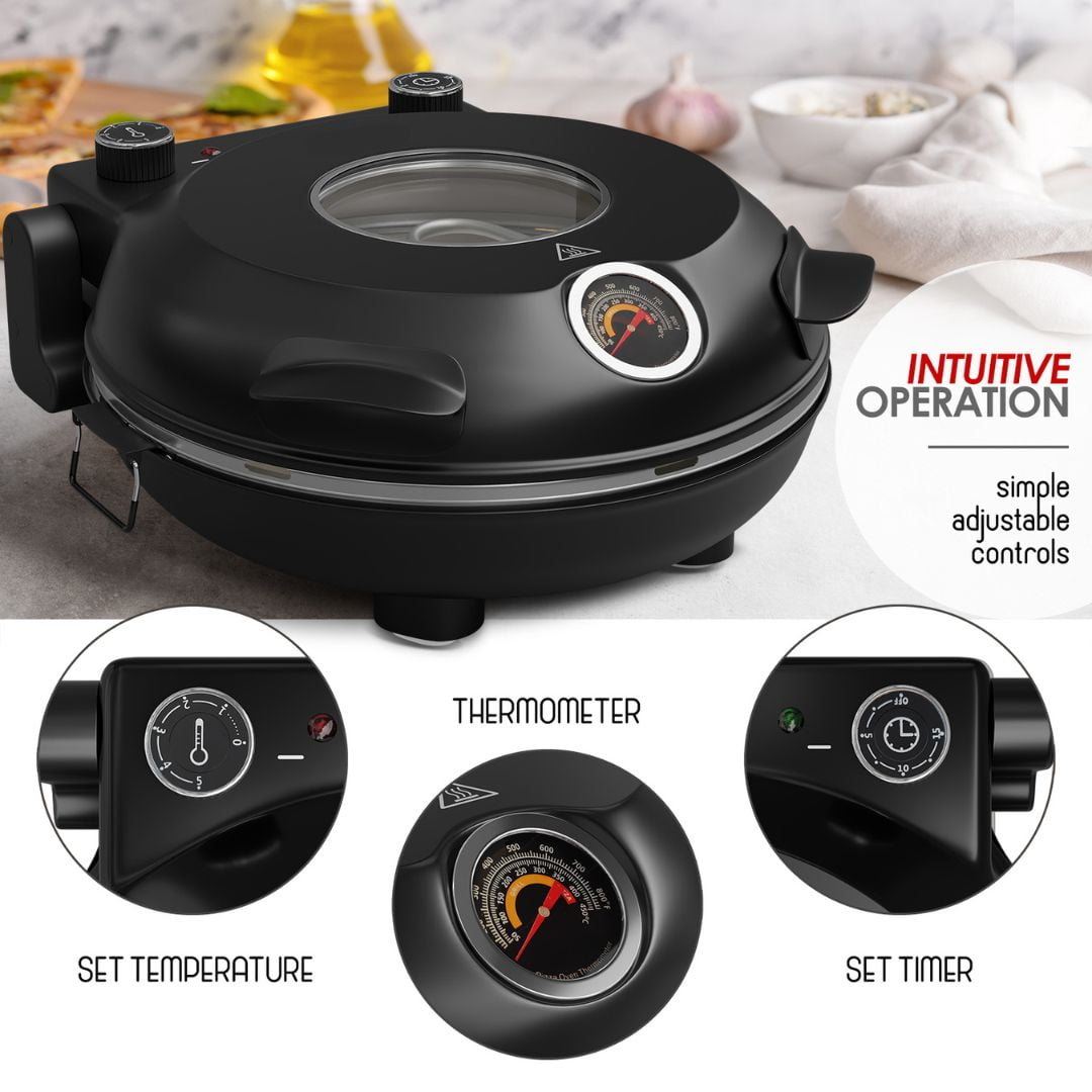 12 Inch Countertop Pizza Oven - 1200W Portable Indoor/Outdoor Pizza Maker Heats To 800°F