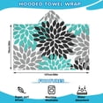 thumbnail image 2 of Black Turquoise and Gray Floral Pattern Hooded Bath Towel，50"x30" for Ages 3 To 12 Kids, Quick Dry Lightweight Soft Microfiber Hood Beach Towel Cover Up for Kids, 2 of 7