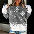 thumbnail image 4 of Fiaer Snowflake Sweatshirts for Women Christmas Oversized Trendy Pullover Crew Neck Long Sleeve Color Blocking Tops Grey XXXXXL, 4 of 7