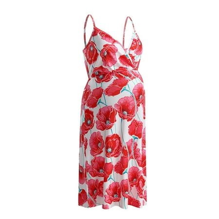 

Mikilon Women s Sleeveless Sling Dress Printing Dress Pregnancy Gown For Breastfeeding Maternity Dresses for Women for Photoshoot on Discount