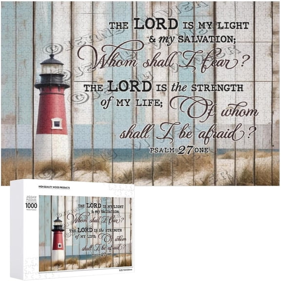 Beach Lighthouse Coastal 500 Piece Jigsaw Puzzle for Adults Bible Verse Home Decor Puzzle